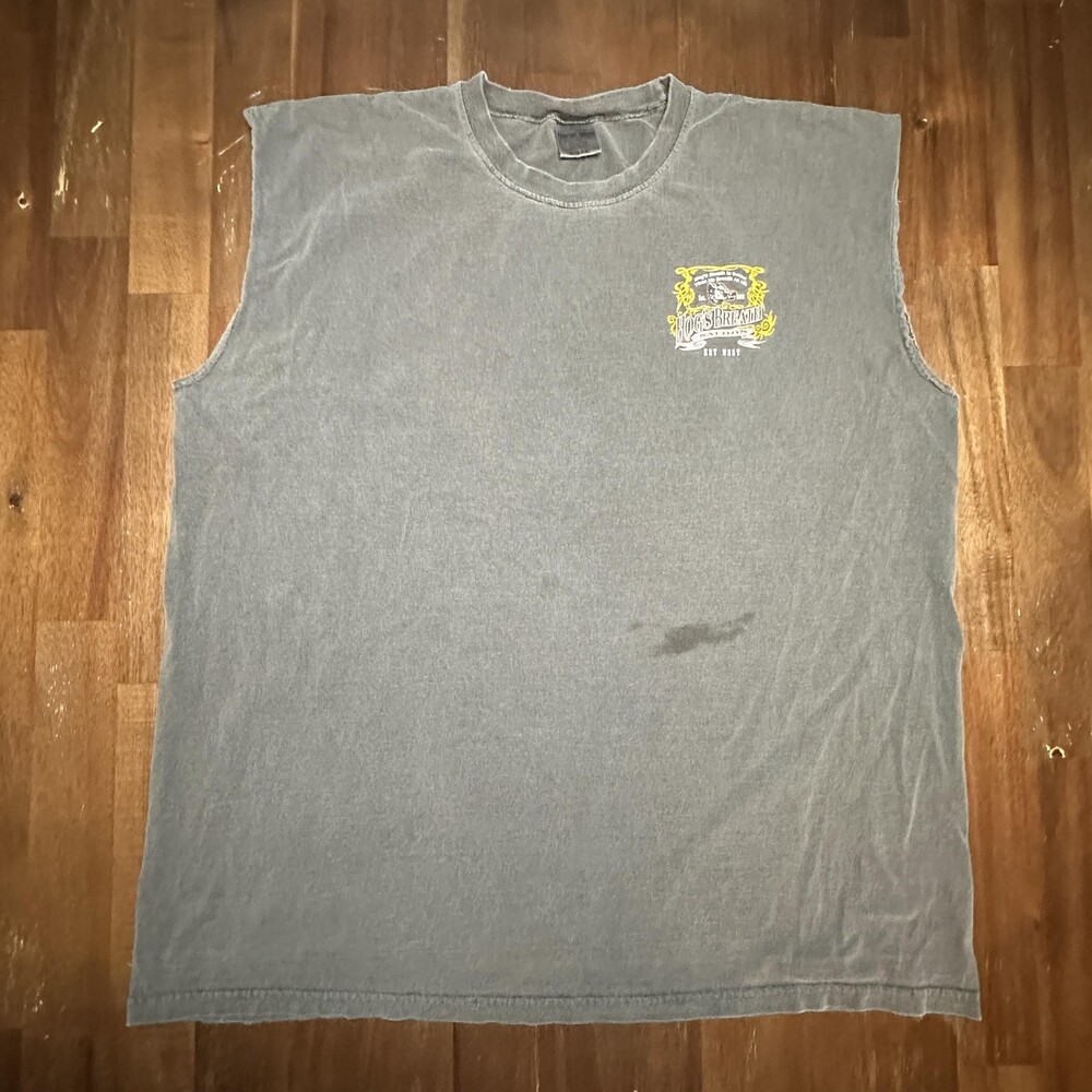 Hogs Breath Saloon Shirt Mens 2XL Gray Sleeveless Cutoff Biker Key West Tee